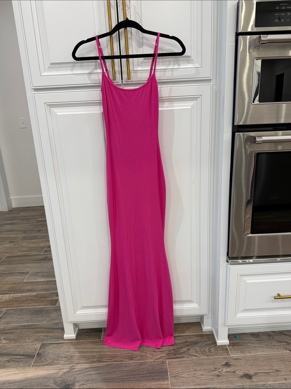 SKIMS Hot Pink Maxi Slip Dress